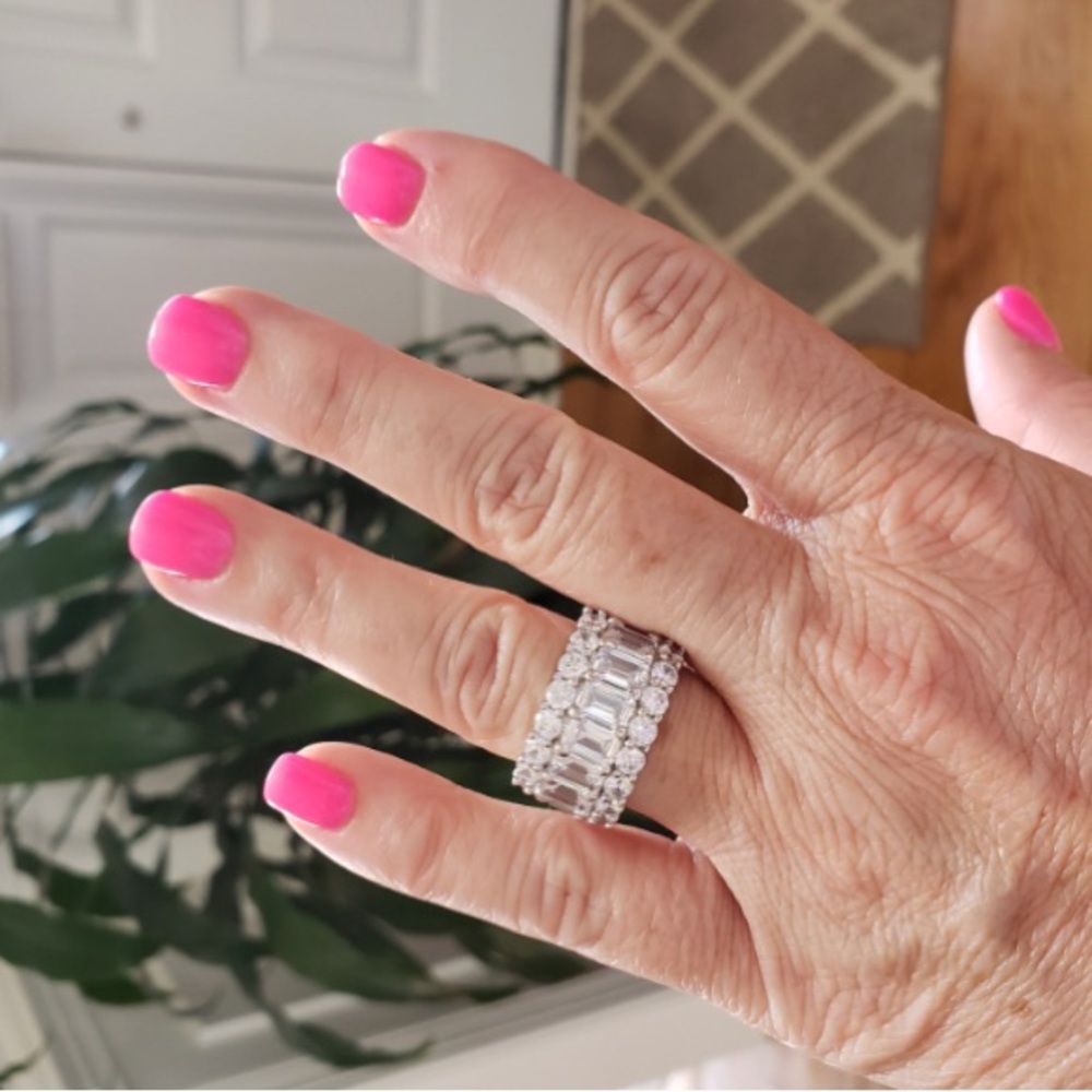 Italo Triple Row Half Eternity Wedding Band - Picture 5 of 6